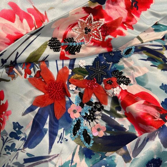 Parker Josephine Strapless Floral Embellished Sheath Mini Dress S - Picture 4 of 7